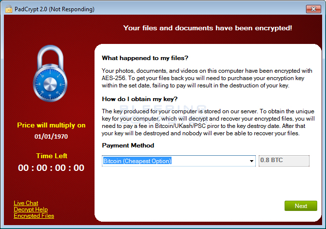 Ransomware PadCrypt